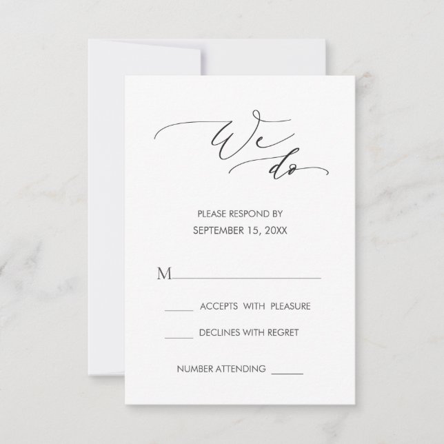 Simple Modern Calligraphy We Do Wedding RSVP (Front)