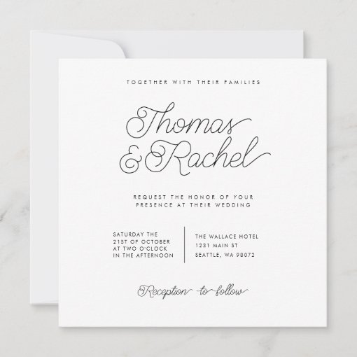 Simple Modern Calligraphy Wedding Invitation Zazzle