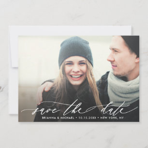 Simple Modern Calligraphy Wedding Photo Save The Date