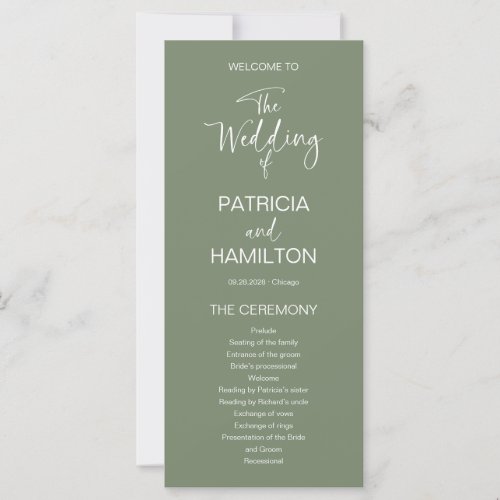 Simple Modern Calligraphy Wedding Program