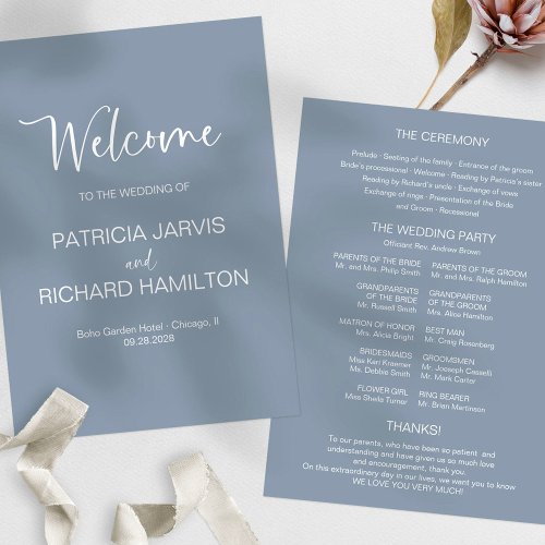 Simple Modern Calligraphy Wedding Program