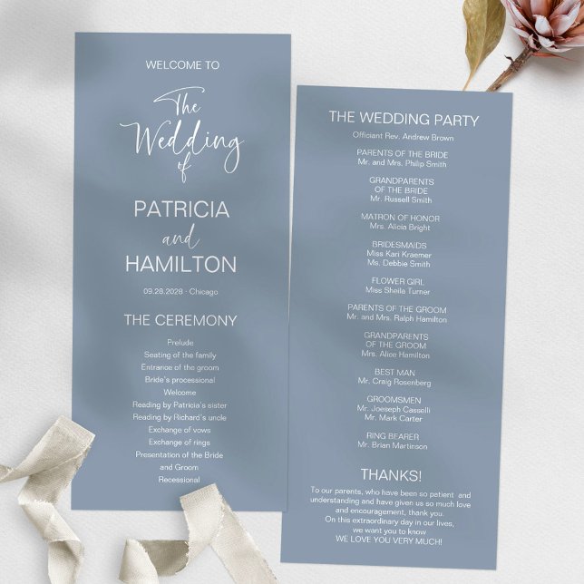 Simple Modern Calligraphy Wedding Program (Creator Uploaded)