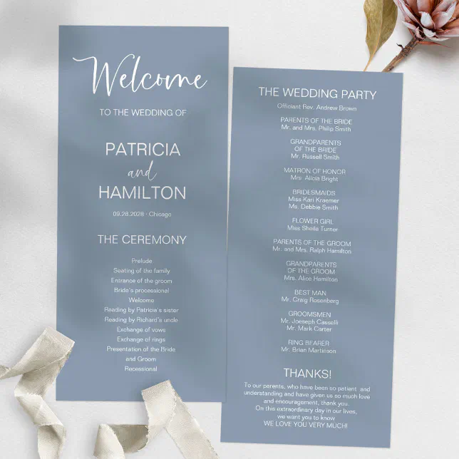 Simple Modern Calligraphy Wedding Program | Zazzle