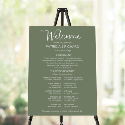 Simple Modern Calligraphy Wedding Program Sign