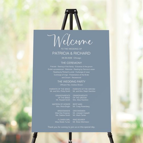 Simple Modern Calligraphy Wedding Program Sign