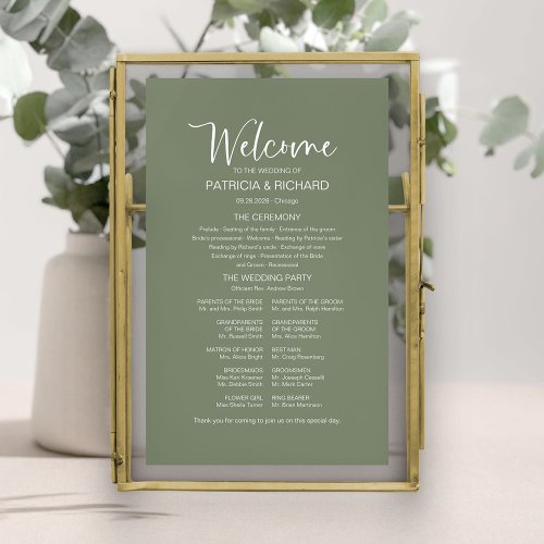 Simple Modern Calligraphy Wedding Program Sign