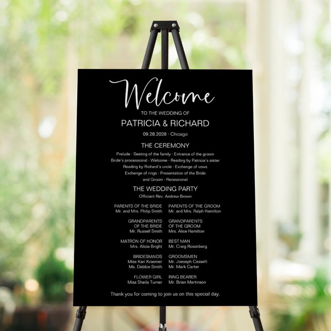 Simple Modern Calligraphy Wedding Program Sign (Creator Uploaded)