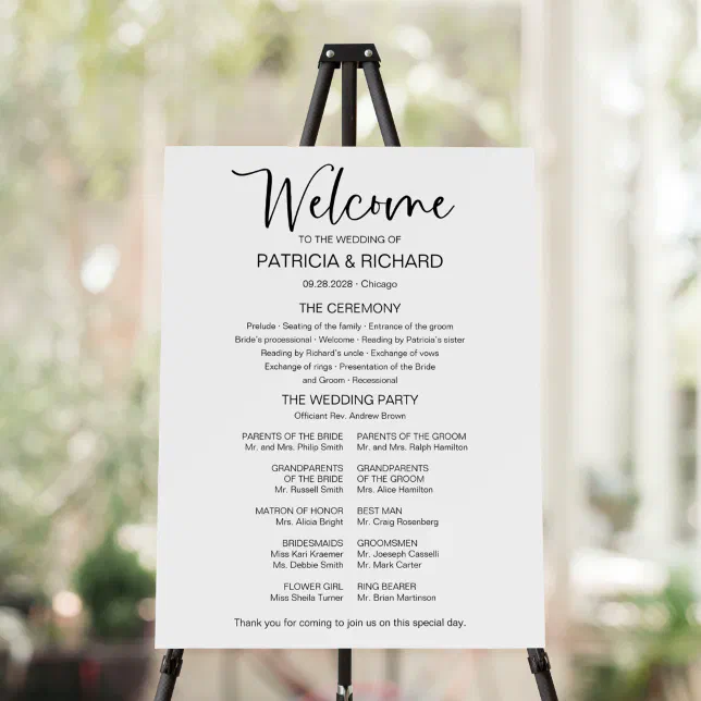 Simple Modern Calligraphy Wedding Program Sign | Zazzle