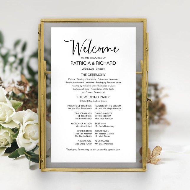 Simple Modern Calligraphy Wedding Program Sign (Creator Uploaded)