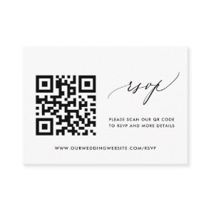 Simple Modern Calligraphy Wedding RSVP QR Code Enclosure Card