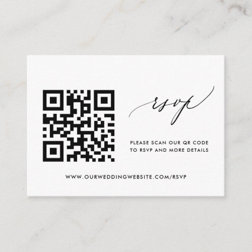 Simple Modern Calligraphy Wedding RSVP QR Code Enclosure Card