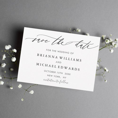 Simple Modern Calligraphy Wedding Save the Date