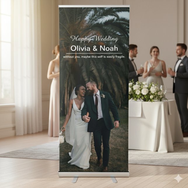 Simple Modern Calligraphy Wedding Welcome Photo Retractable Banner (Creator Uploaded)