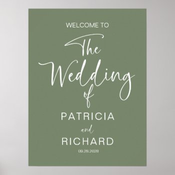 Simple Modern Calligraphy Wedding Welcome Poster by StampsbyMargherita at Zazzle