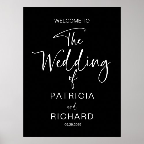 Simple Modern Calligraphy Wedding Welcome Poster