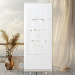 Simple Modern Calligraphy "Welcome" Wedding Retractable Banner