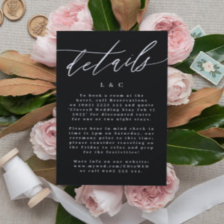 Simple Modern Calligraphy White and Black Wedding RSVP Card