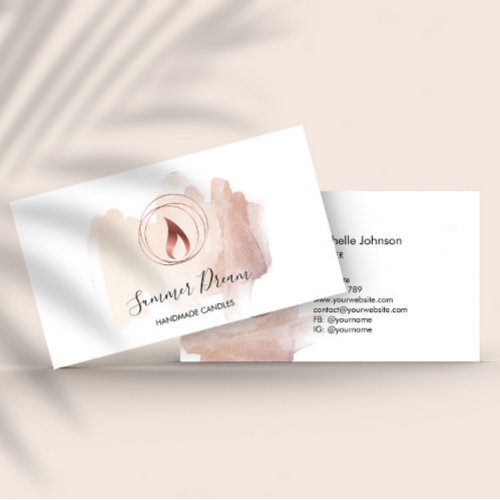 Simple  Modern Candle Maker Blush Pink  Business Card