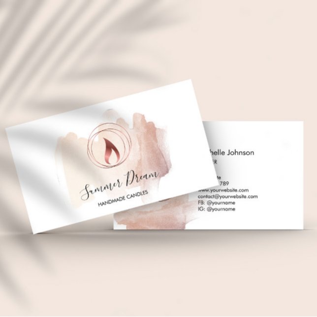 Simple  Modern Candle Maker Blush Pink  Business Card (Creator Uploaded)
