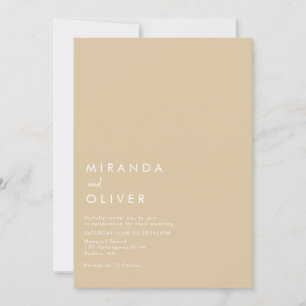 Simple Modern Champagne Beige Monogram Wedding Invitation