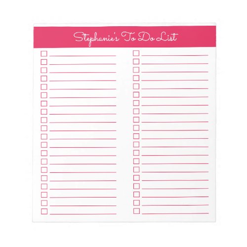 Simple Modern Cherry Red Two Column Checklist Notepad