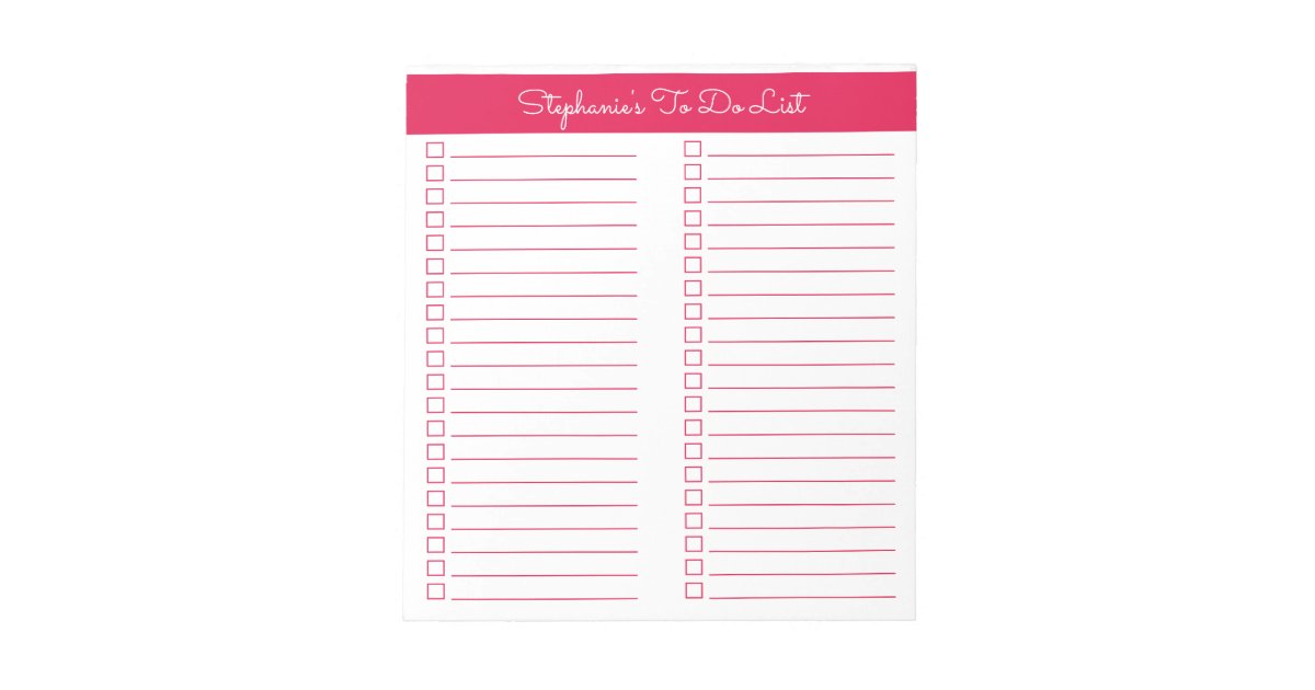 Simple Modern Cherry Red Two Column Checklist Notepad | Zazzle