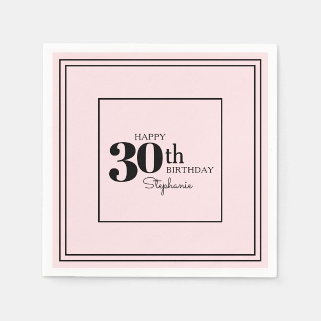 Simple Modern Chic 30th Birthday Party Napkins (Front)