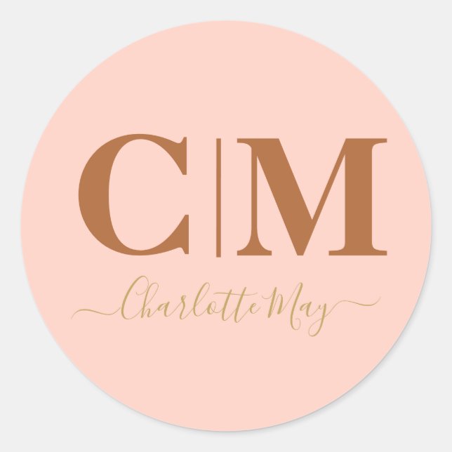 Simple Modern Chic Blush Pink Company Promotional Classic Round Sticker (Front)