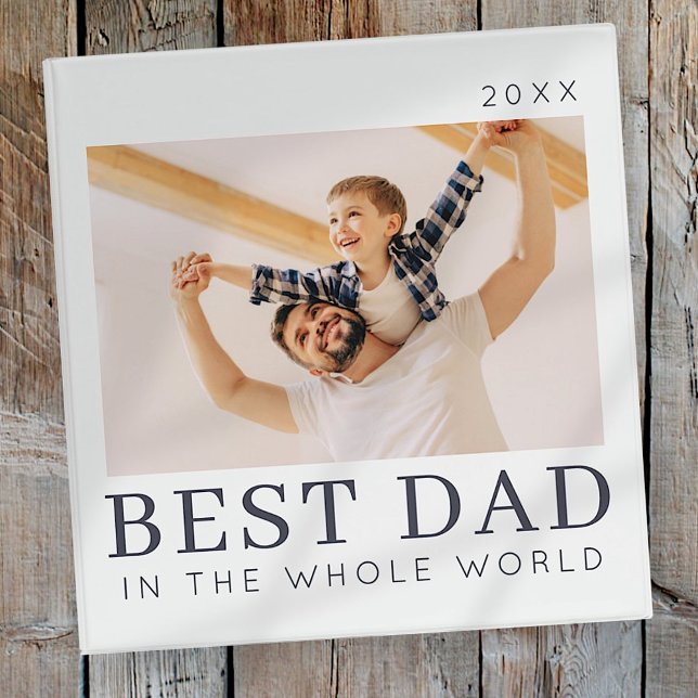 Simple Modern Chic Custom Best Dad Photo 3 Ring Binder (Creator Uploaded)