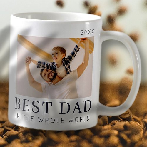Simple Modern Chic Custom Best Dad Photo Coffee Mug