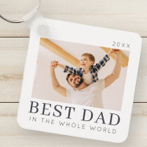 Simple Modern Chic Custom Best Dad Photo Keychain