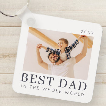 Simple Modern Chic Custom Best Dad Photo Keychain by SelectPartySupplies at Zazzle