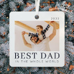 Simple Modern Chic Custom Best Dad Photo Metal Ornament<br><div class="desc">Design is composed of modern chic typography with sans serif and serif font.</div>