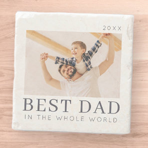 Simple Modern Chic Custom Best Dad Photo Stone Coaster