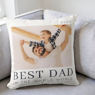 Simple Modern Chic Custom Best Dad Photo Throw Pillow