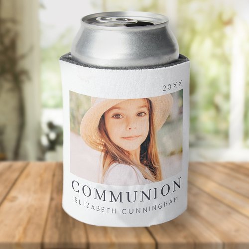 Simple Modern Chic Custom First Communion Photo Can Cooler