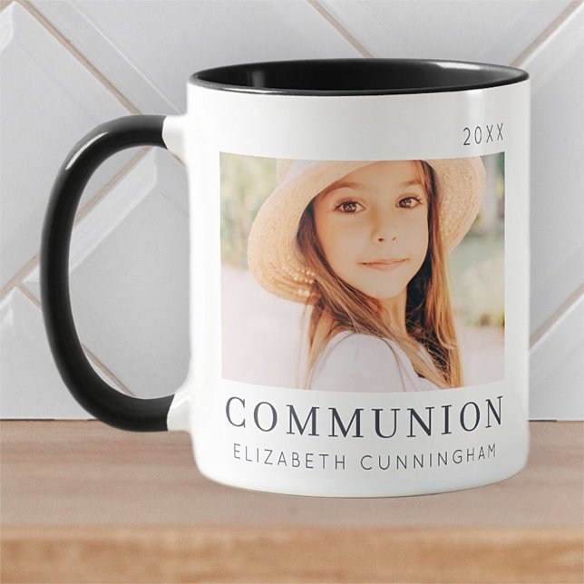 Simple Modern Chic Custom First Communion Photo Coffee Mug (Creator Uploaded)
