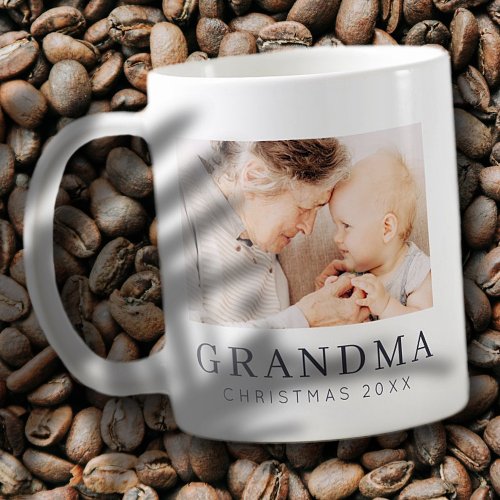 Simple Modern Chic Custom Grandma Photo Holiday Coffee Mug