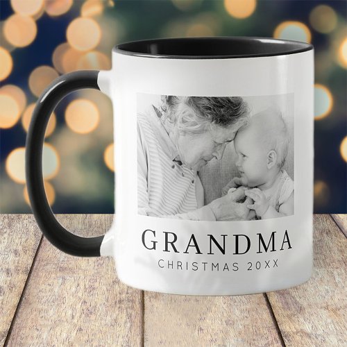 Simple Modern Chic Custom Grandma Photo Holiday Mug