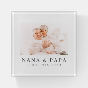 Simple Modern Chic Custom Grandma Photo Holiday Paperweight