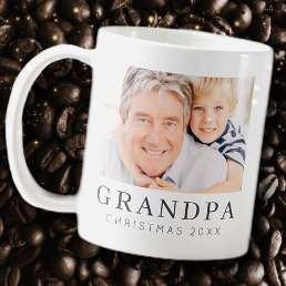 Simple Modern Chic Custom Grandpa Photo Holiday Coffee Mug