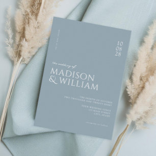 Simple Modern Chic Dusty Blue Wedding Invitation