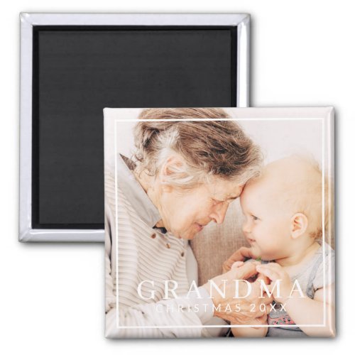 Simple Modern Chic Frame Grandma Photo Holiday Magnet