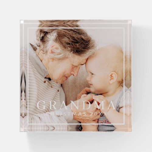 Simple Modern Chic Frame Grandma Photo Holiday Paperweight