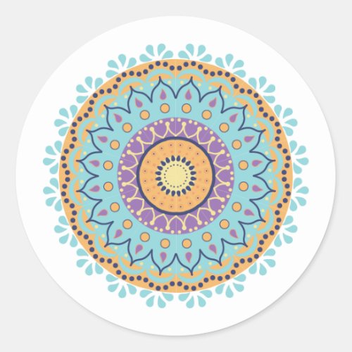 Simple Modern Chic Mandala Teal Stylish Classic Round Sticker