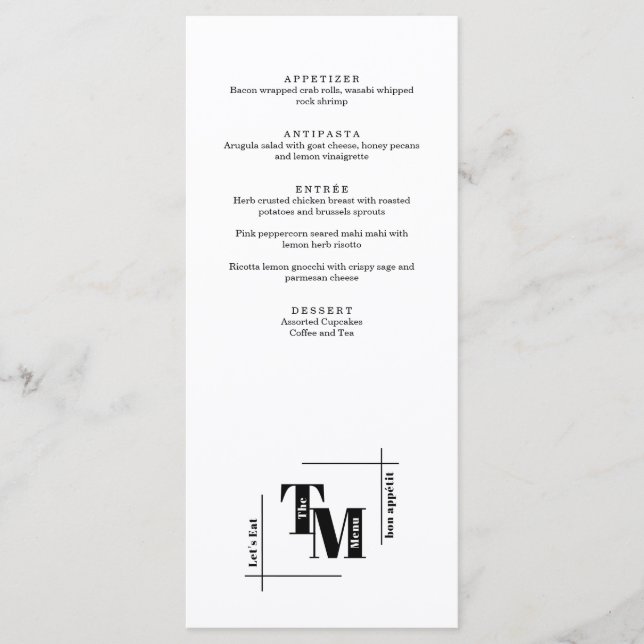 Simple Modern Chic Minimal Wedding Thank You Menu (Front)