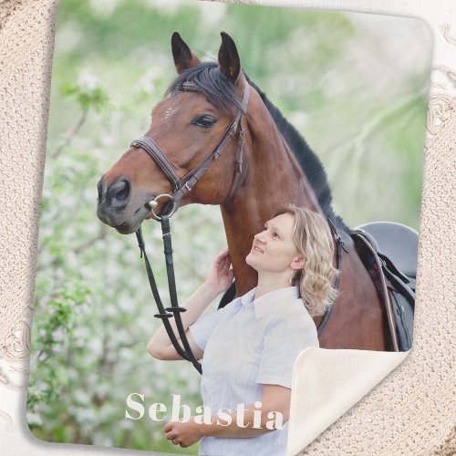 Simple Modern Chic Personalized Pet Horse Photo Sherpa Blanket