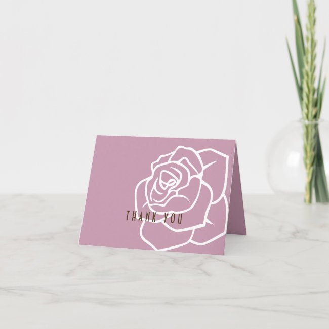 Simple Modern Chic Pink Rose Thank You Card