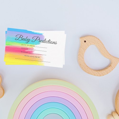 Simple Modern Chic Rainbow Baby Shower Predictions Enclosure Card