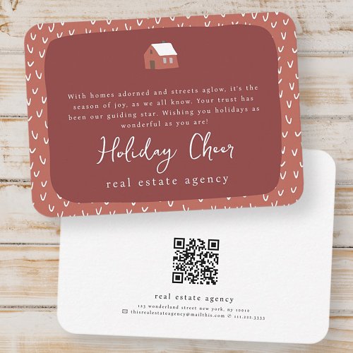 Simple Modern Chic Real Estate Business Holiday Note Card